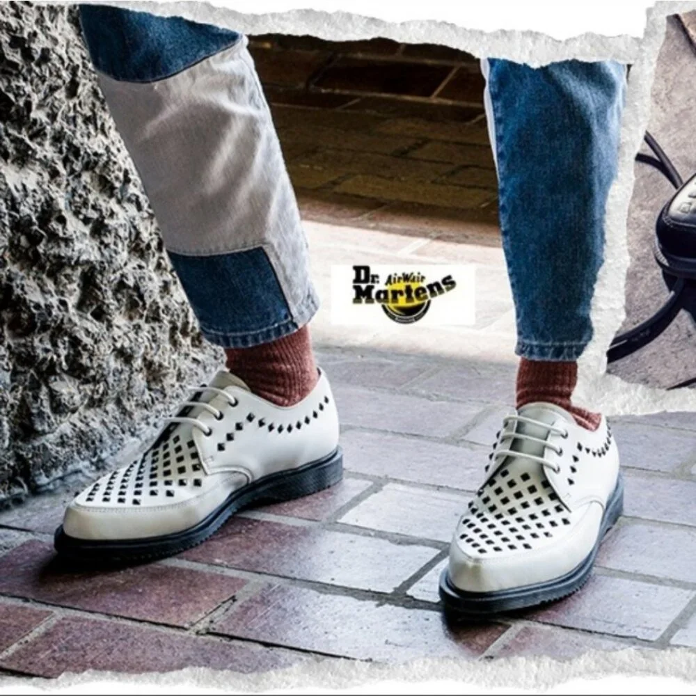 Dr Martens Men’s Willis White Stud Creepers 3 Eye Lace Up